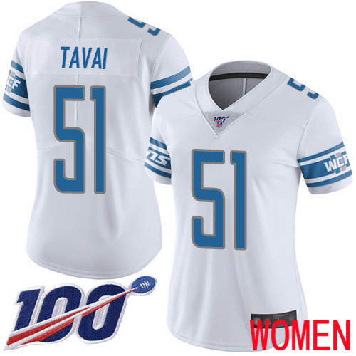 Detroit Lions Limited White Women Jahlani Tavai Road Jersey NFL Football #51 100th Season Vapor Untouchable